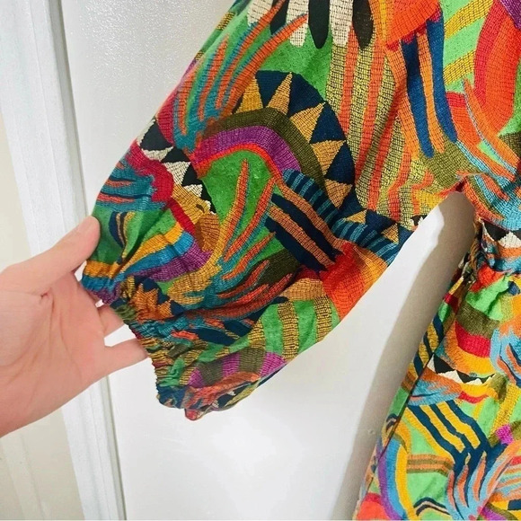 NEW Farm Rio Wide Leg Jumpsuit Anthropologie Tropical Print Linen Blend - Picture 8 of 14